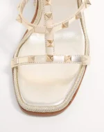 Valentino Rockstud Wedge Sandal In Laminated Nappa With Cornely Embroidery 100Mm - Image 4